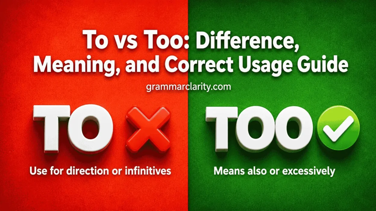 To vs Too: Difference, Meaning, and Correct Usage Guide
