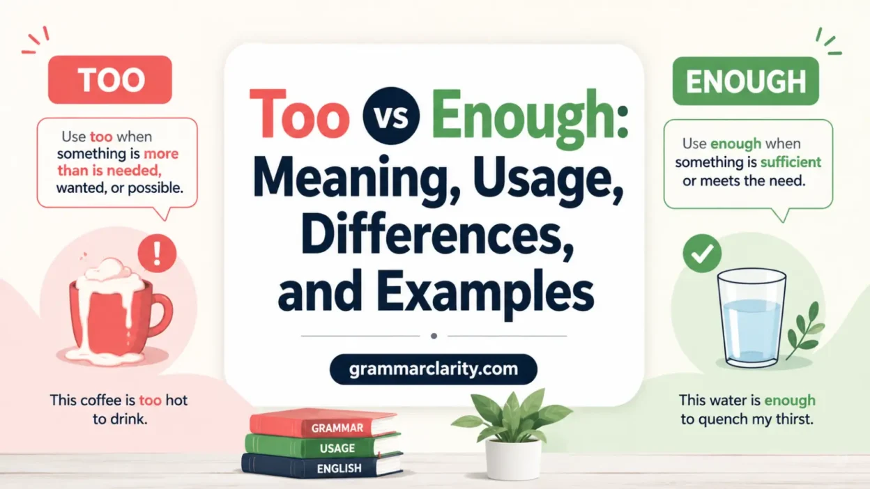 Too vs Enough: Meaning, Usage, Differences, and Examples